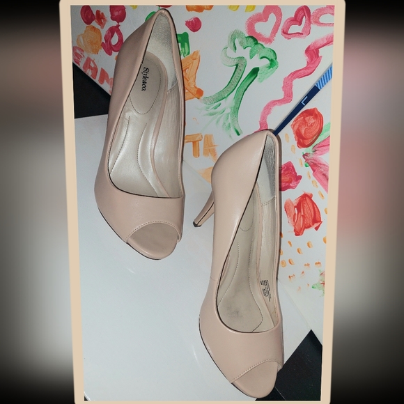 Style & Co Camel Bone Tan Stilettos Heel Peep Toe Shoes Sz 10 - Picture 8 of 9